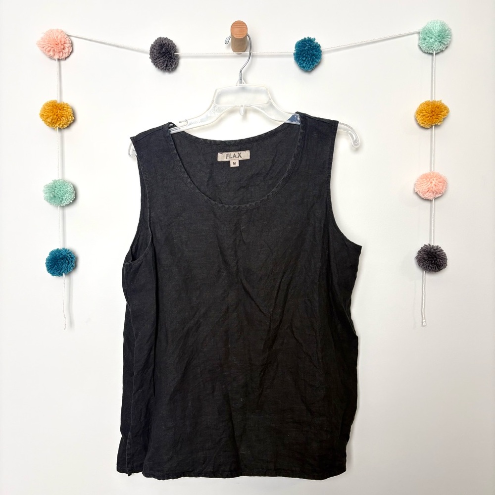 Flax Black Linen Flowy Tank